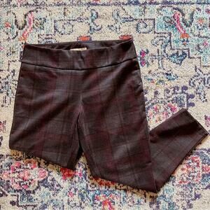 Hope & Harlow Pull-On Plaid Dress Pants – Size L, Eggplant & Gray